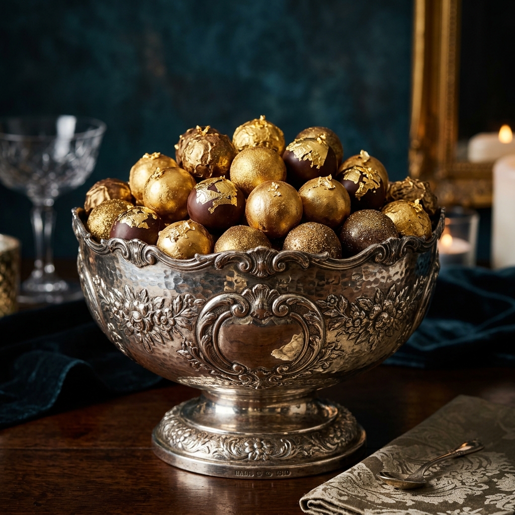 Gilded Ganache — Golden chocolate truffles with gold dust